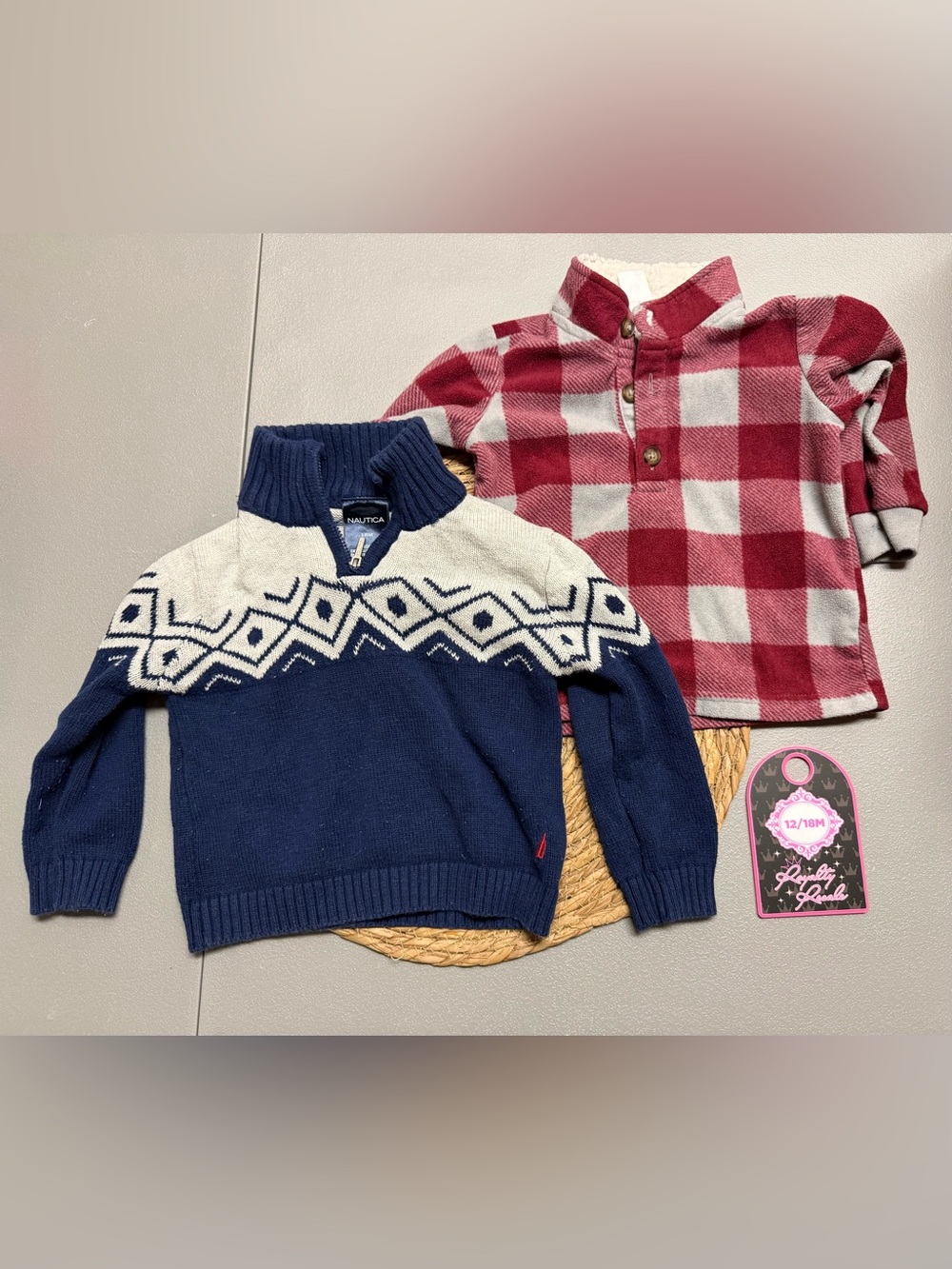 Nautica Navy & White Fair Isle Mock Neck Sweater - Kids